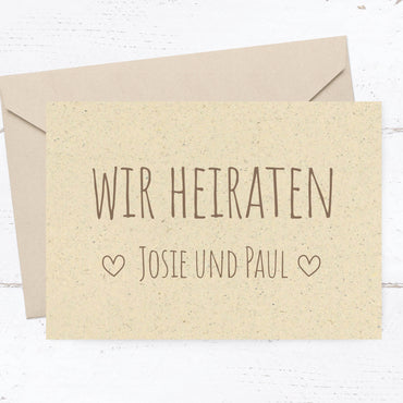 Einladung zur Hochzeit: Graspapier Naturliebe - Individuelle Einladung