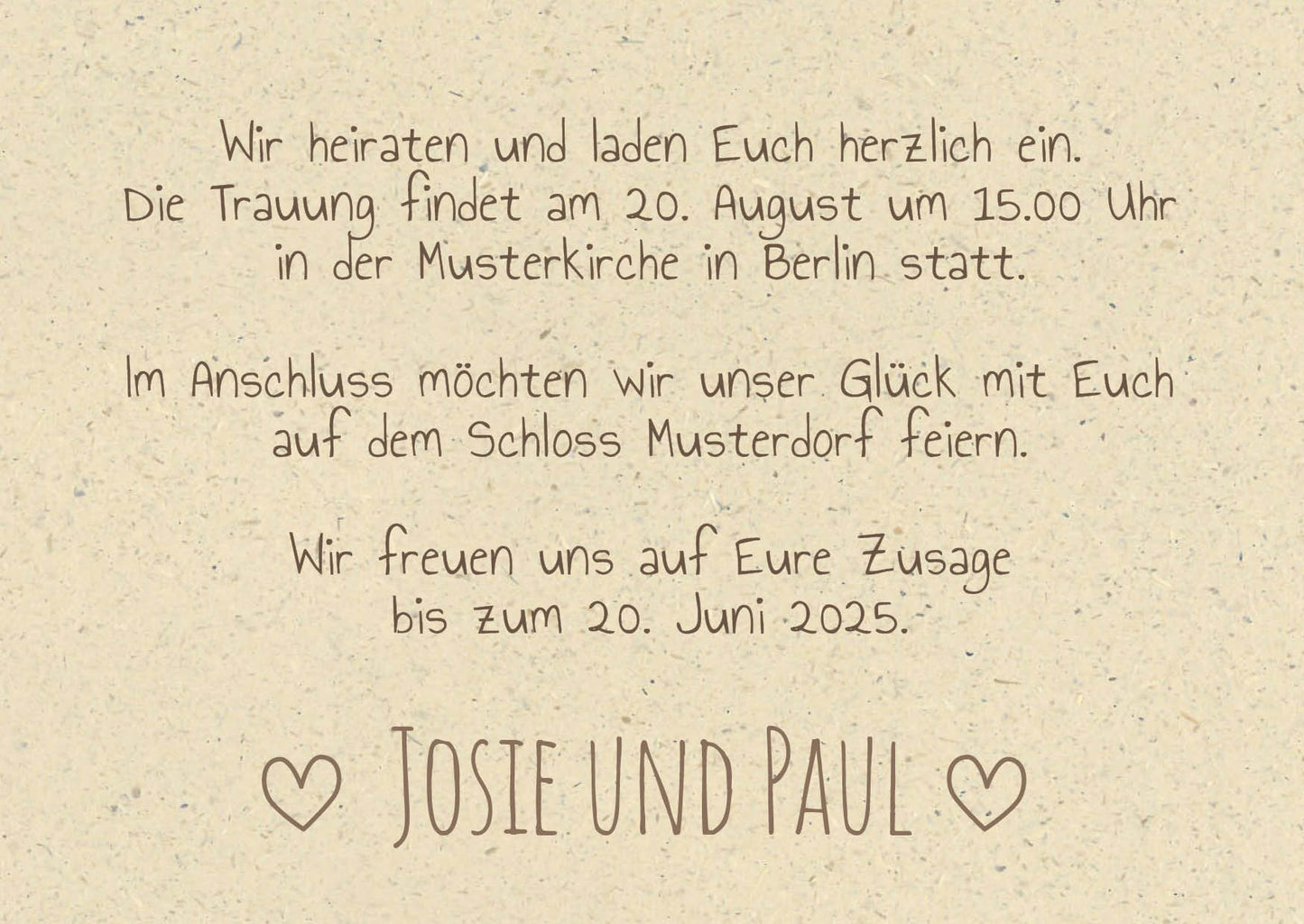 Einladung zur Hochzeit: Graspapier Naturliebe - Individuelle Einladung