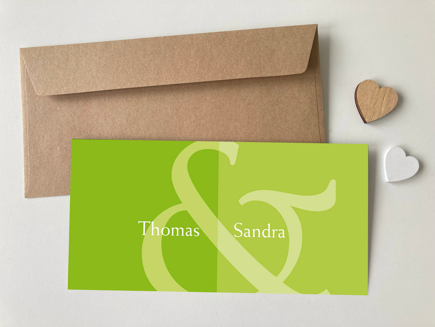 Einladungskarte zur Hochzeit: Namen in Grün - Individuelle Einladung