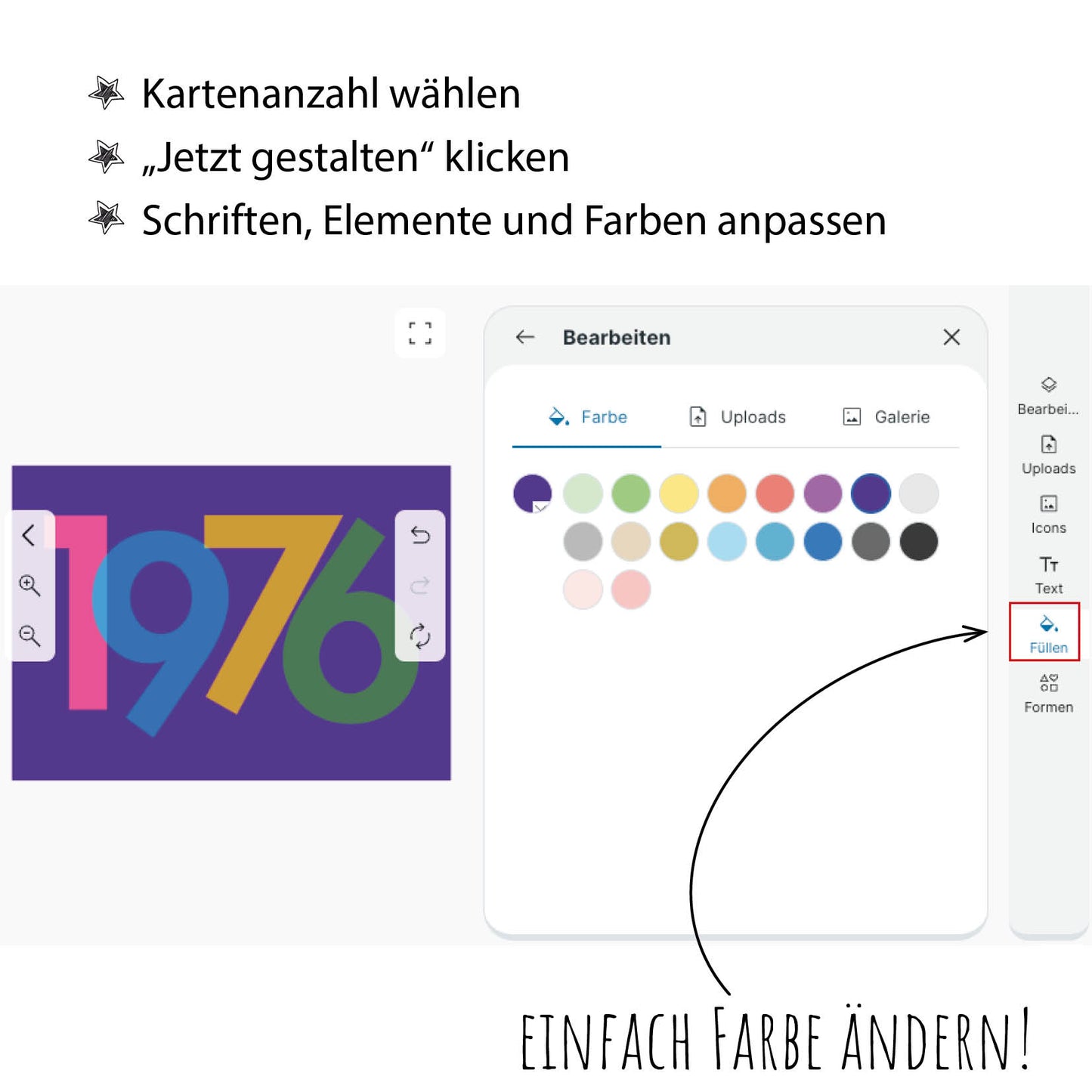Einladung zum 50. Geburtstag: Jahreszahl 1976