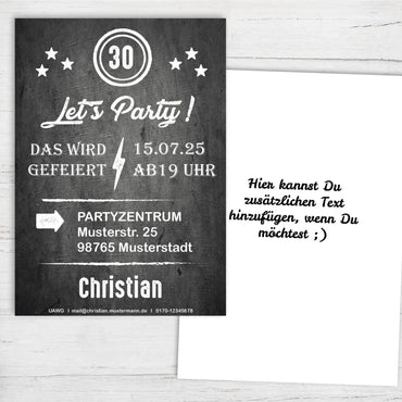 Einladung zum 30. Geburtstag: Let´s Party - Individuelle Einladung