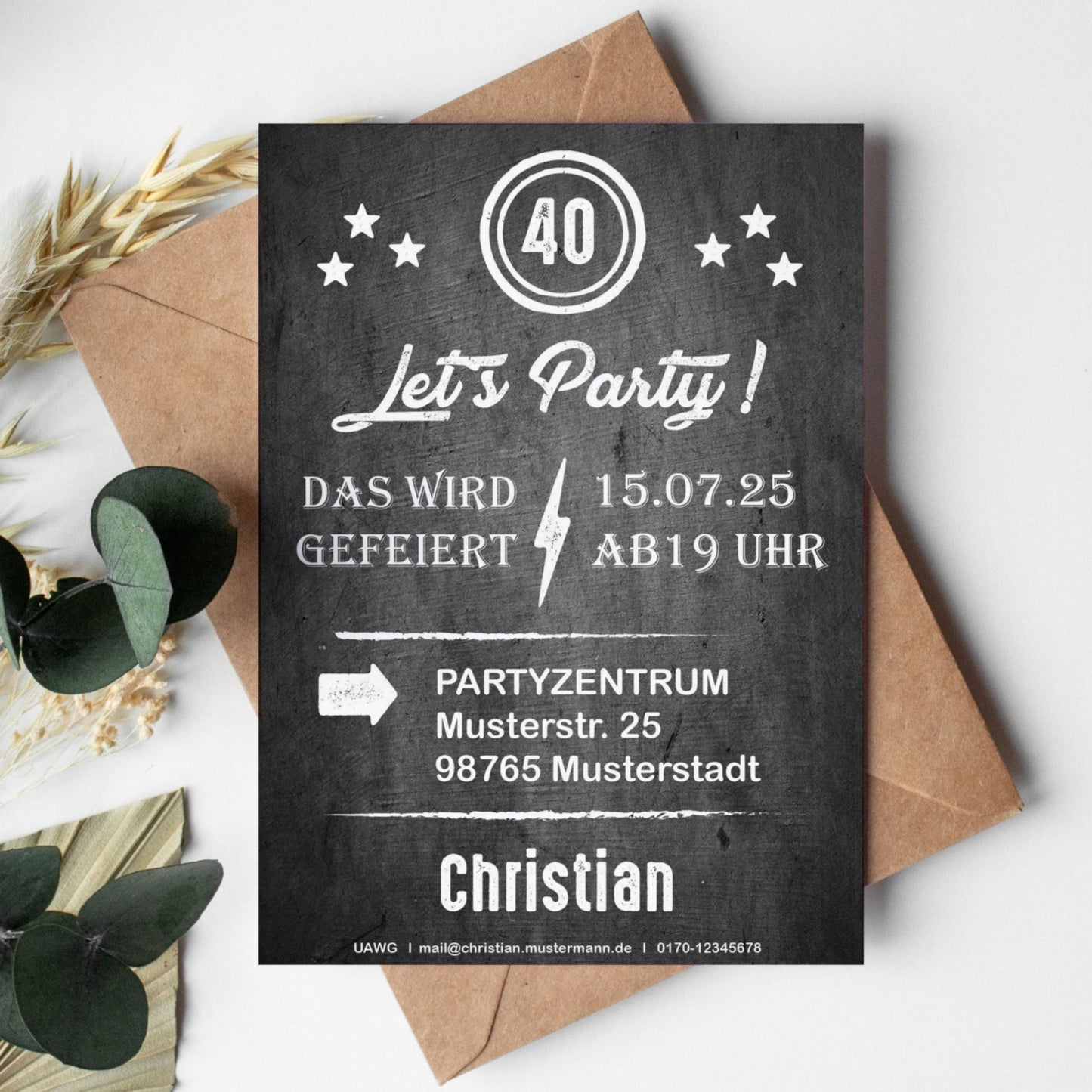 Einladung zum 40. Geburtstag: Let´s Party - Individuelle Einladung