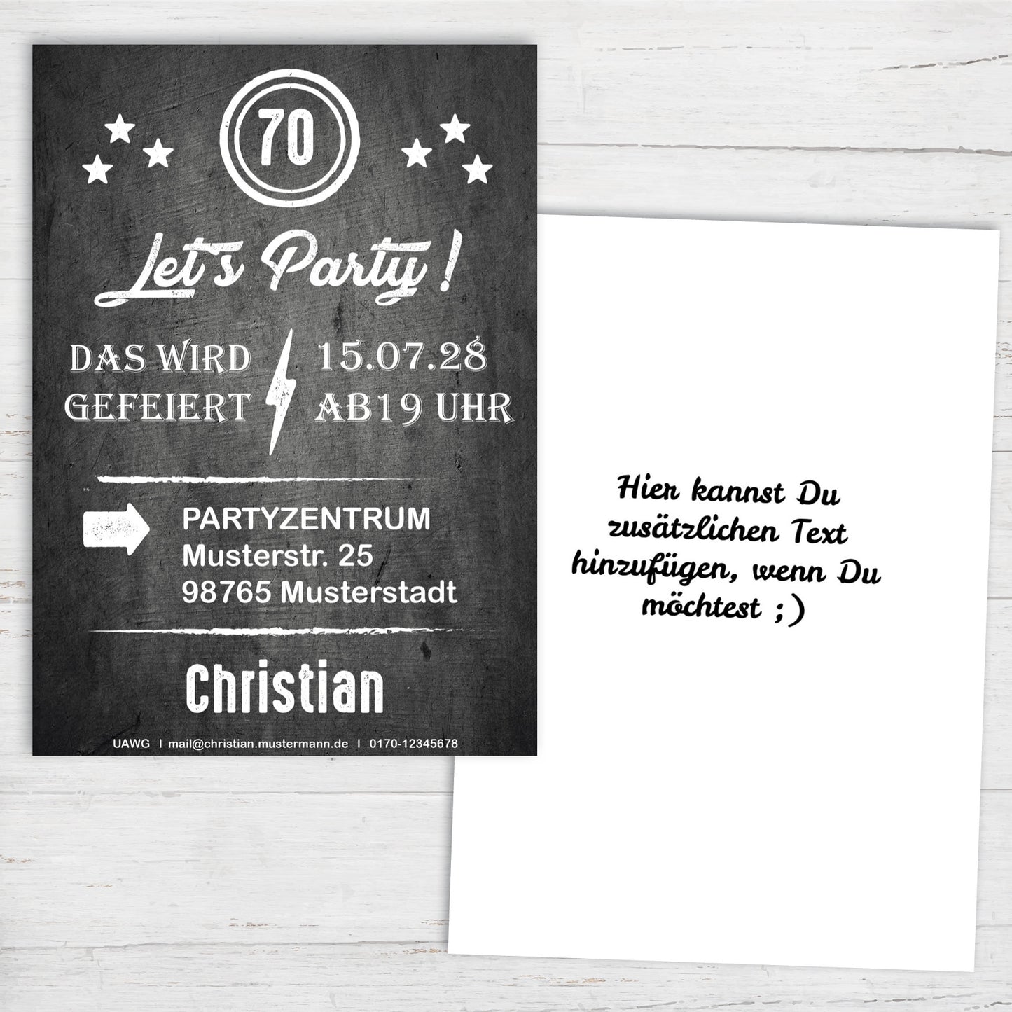 Einladung zum 70. Geburtstag: Let’s Party! - Individuelle Einladung