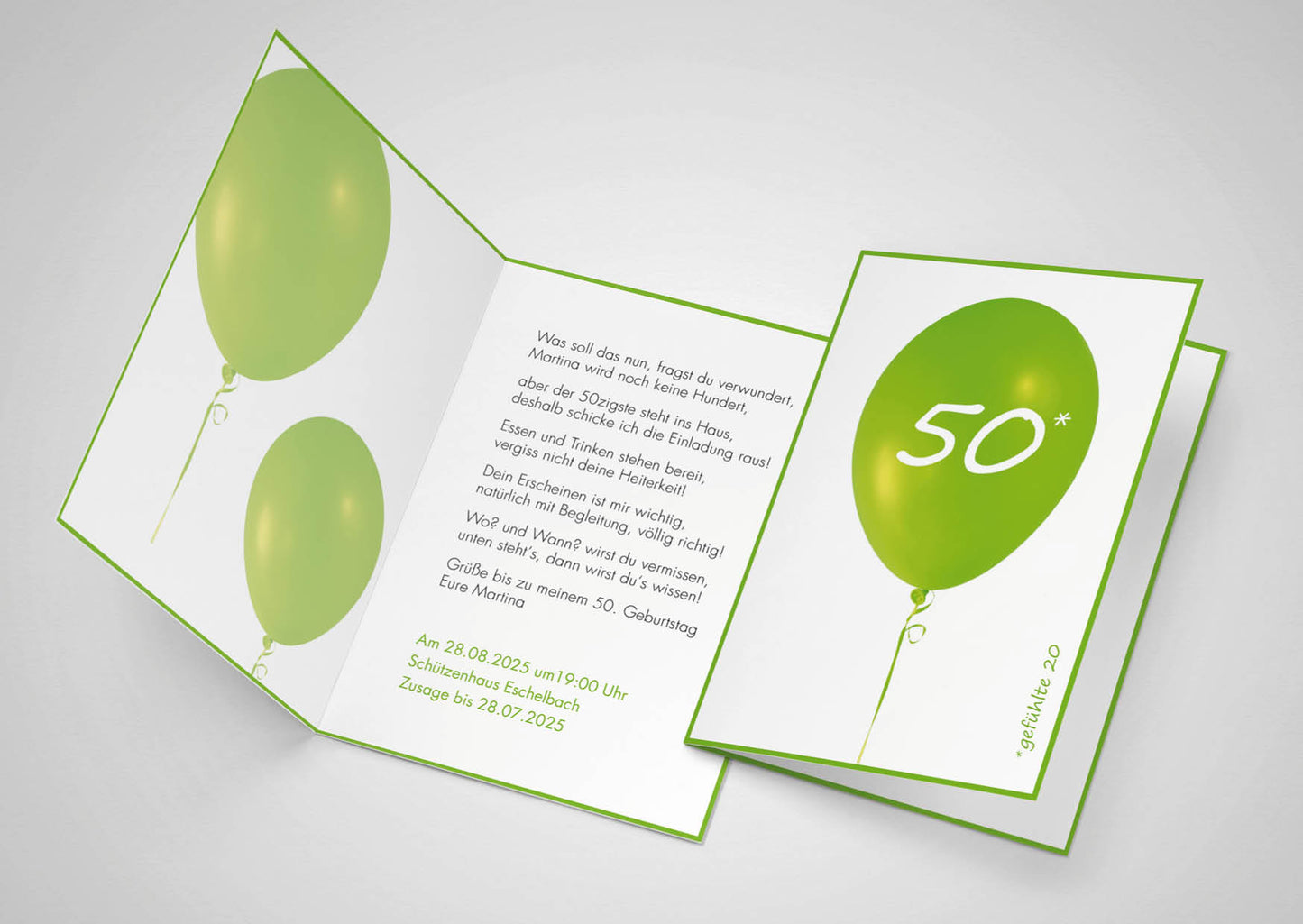 Einladung zum 50. Geburtstag: Ballon Individuelle Einladung