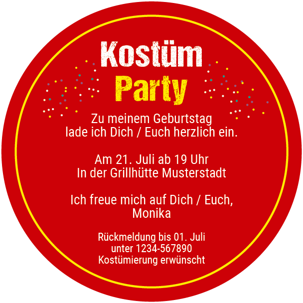 Bierdeckel Einladung: Kostümparty Individuelle Einladung