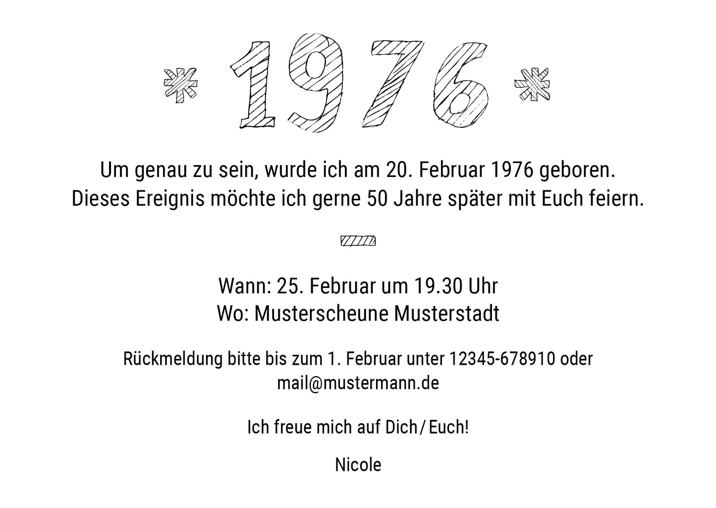 Einladung zum 50. Geburtstag: Born in 1976