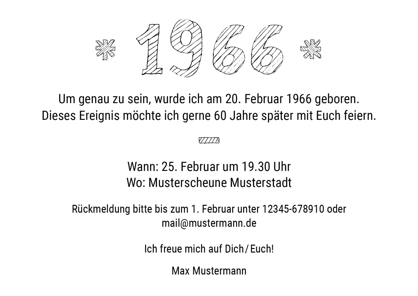 Einladung zum 60. Geburtstag: Born in 1966