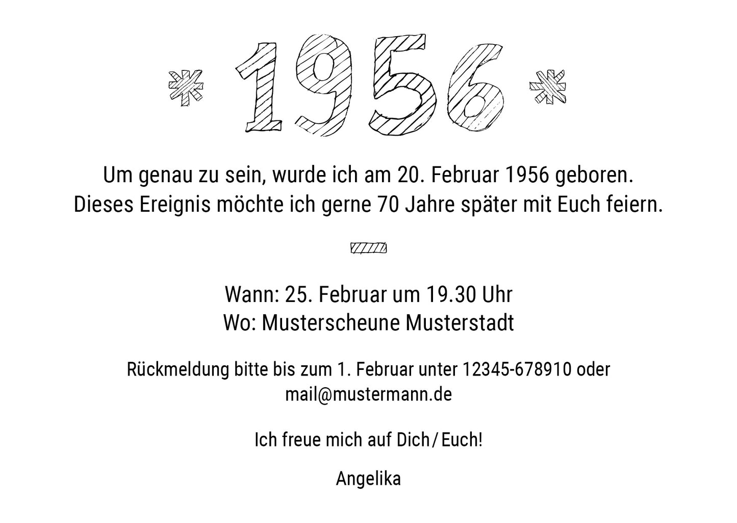 Einladung zum 70. Geburtstag: Born in 1956