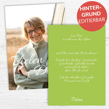 Danksagung Geburtstag: bunt mit Foto hochformat