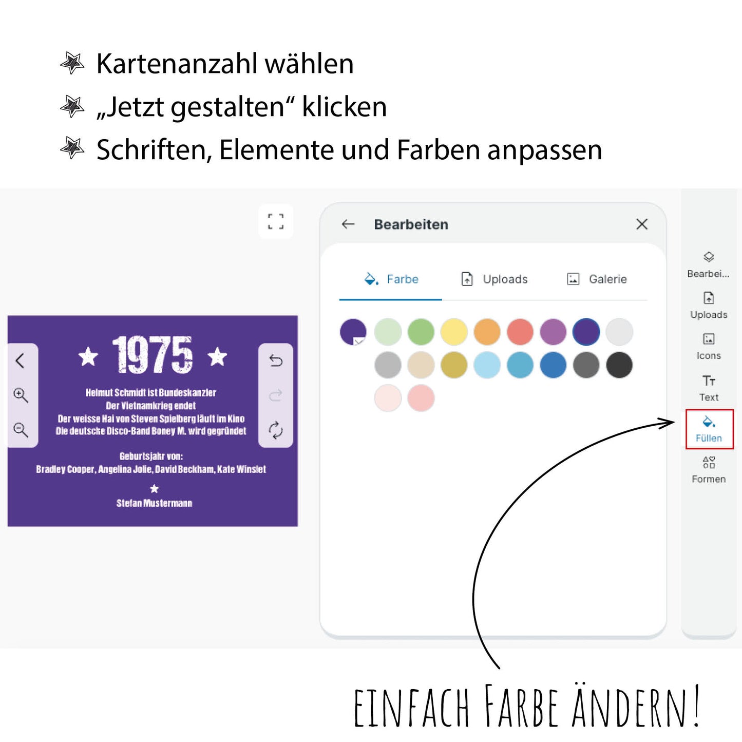 Einladung zum 50. Geburtstag: Ereignisse aus dem Jahr 1975