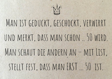 Glückwunsch - Postkarte: Erst 50