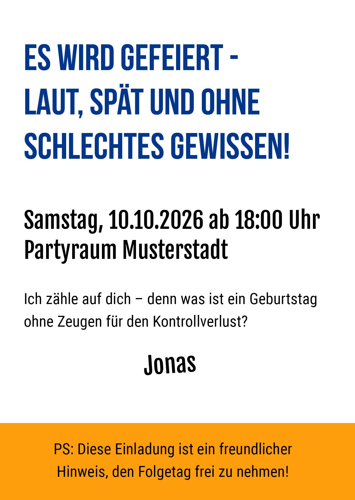 Einladung zum 30. Geburtstag: Halb so elegant