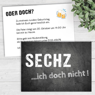Einladung zum 60. Geburtstag:  SECHZ ...ich doch nicht!