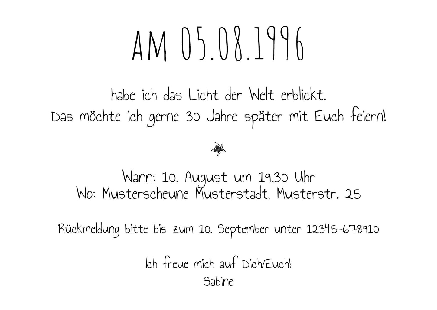 Einladung zum 30. Geburtstag: Ereignisse aus dem Jahr 1996 - weiß