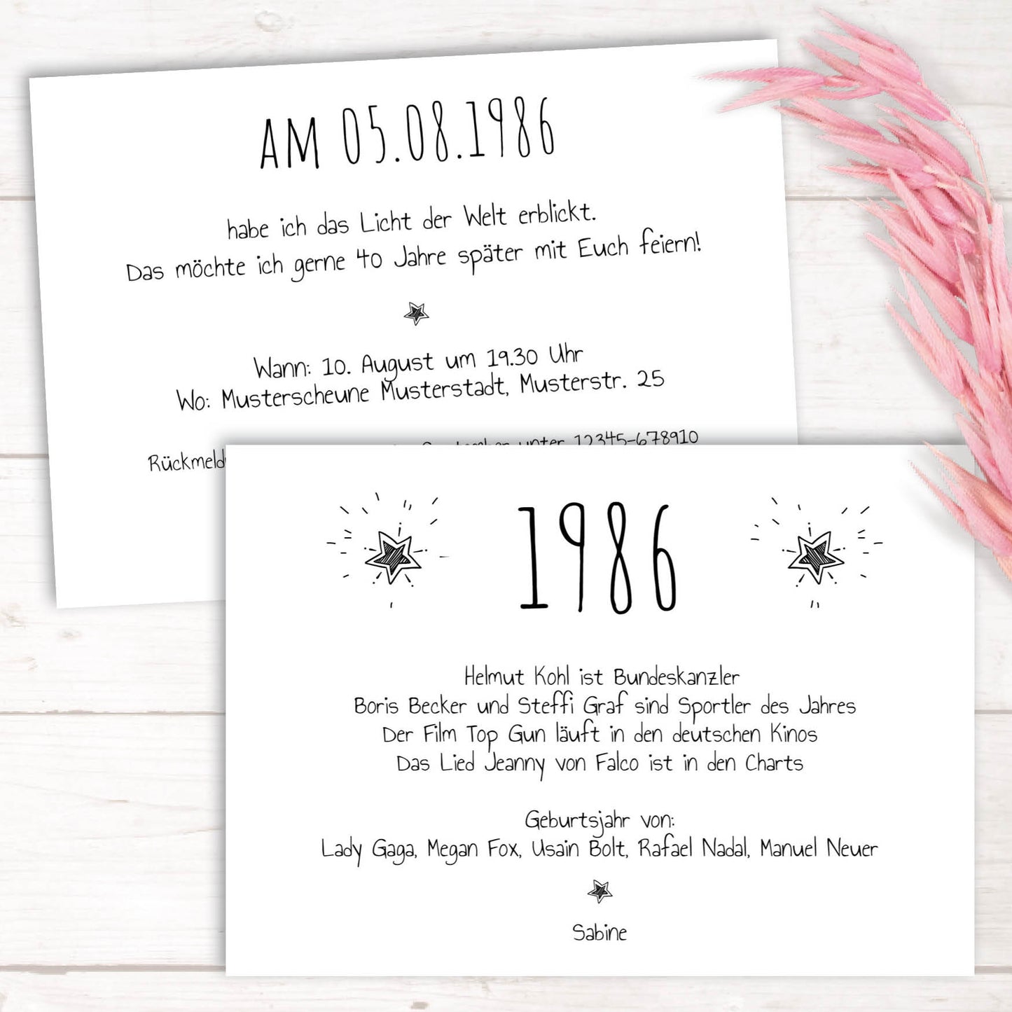 Einladung zum 40. Geburtstag: Ereignisse aus dem Jahr 1986 - weiß