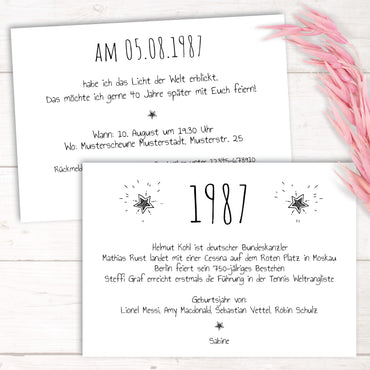 Einladung zum 40. Geburtstag 1987 – personalisierbar | Individuelle Einladung