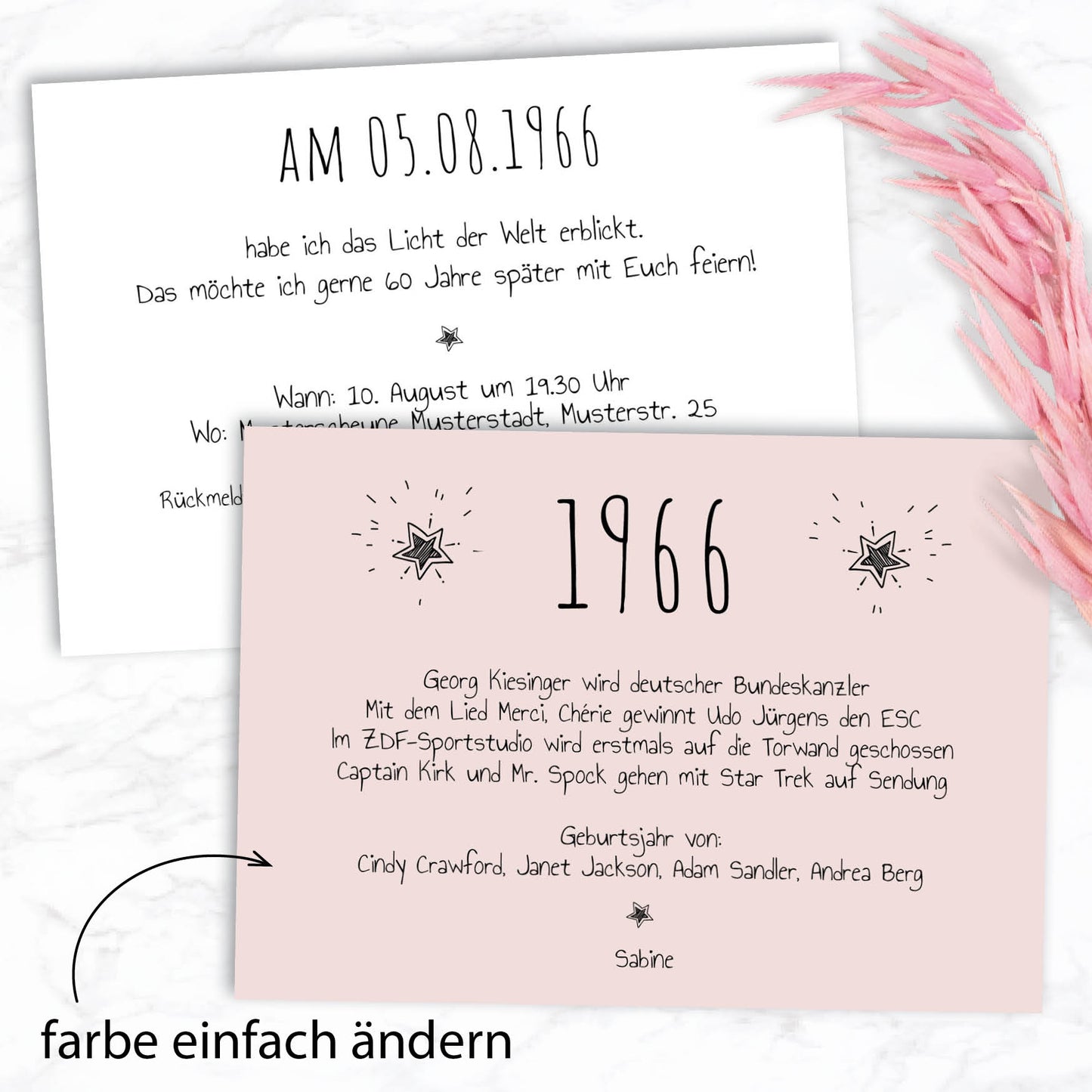 Einladung zum 60. Geburtstag: Ereignisse aus dem Jahr 1966 - weiß