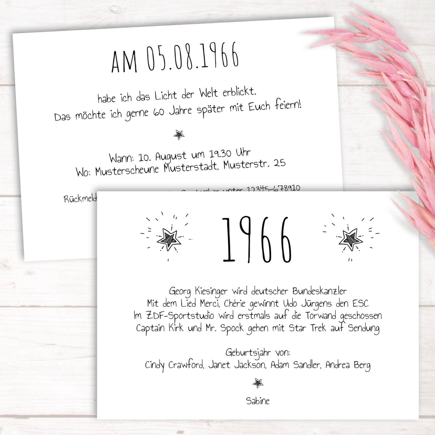 Einladung zum 60. Geburtstag: Ereignisse aus dem Jahr 1966 - weiß
