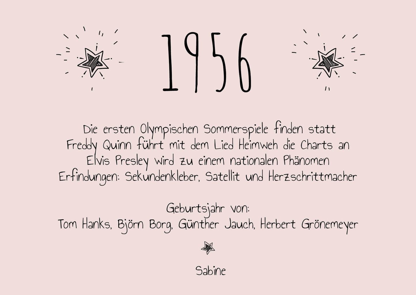Einladung zum 70. Geburtstag: Ereignisse aus dem Jahr 1956 - weiß