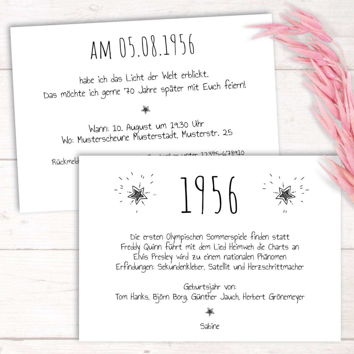 Einladung zum 70. Geburtstag: Ereignisse aus dem Jahr 1956 - weiß