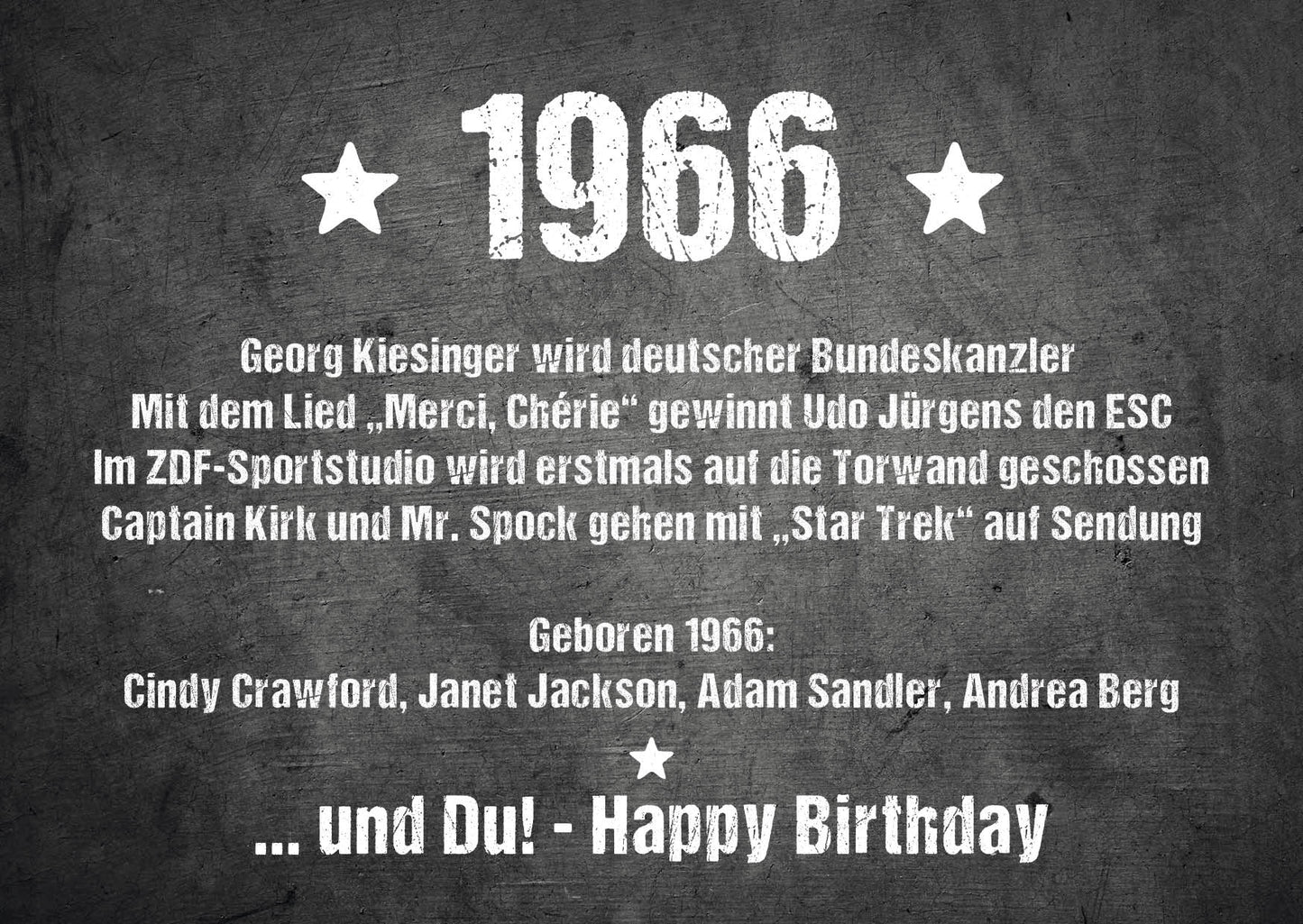 Glückwunsch Postkarte zum 60. Geburtstag – Ereignisse aus 1966
