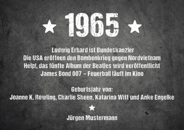 Einladung zum 60. Geburtstag:  Ereignisse aus dem Jahr 1965