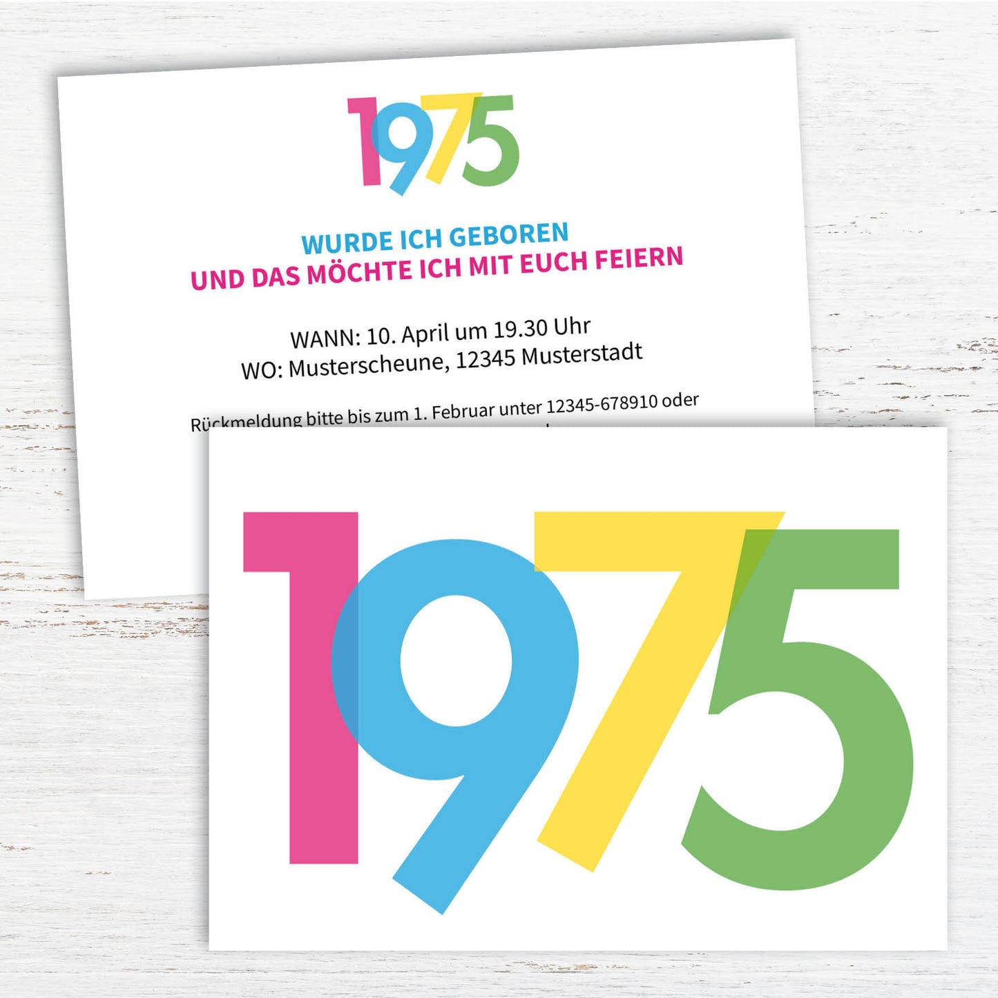 Einladung zum 50. Geburtstag: Jahreszahl 1975