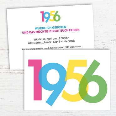 Einladung zum 70. Geburtstag: Jahreszahl 1956