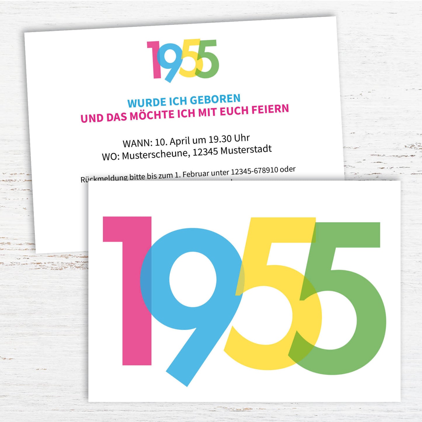 Einladung zum 70. Geburtstag: Jahreszahl 1955