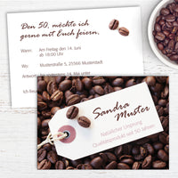 Einladung zum 50. Geburtstag: Kaffee Bohnen
