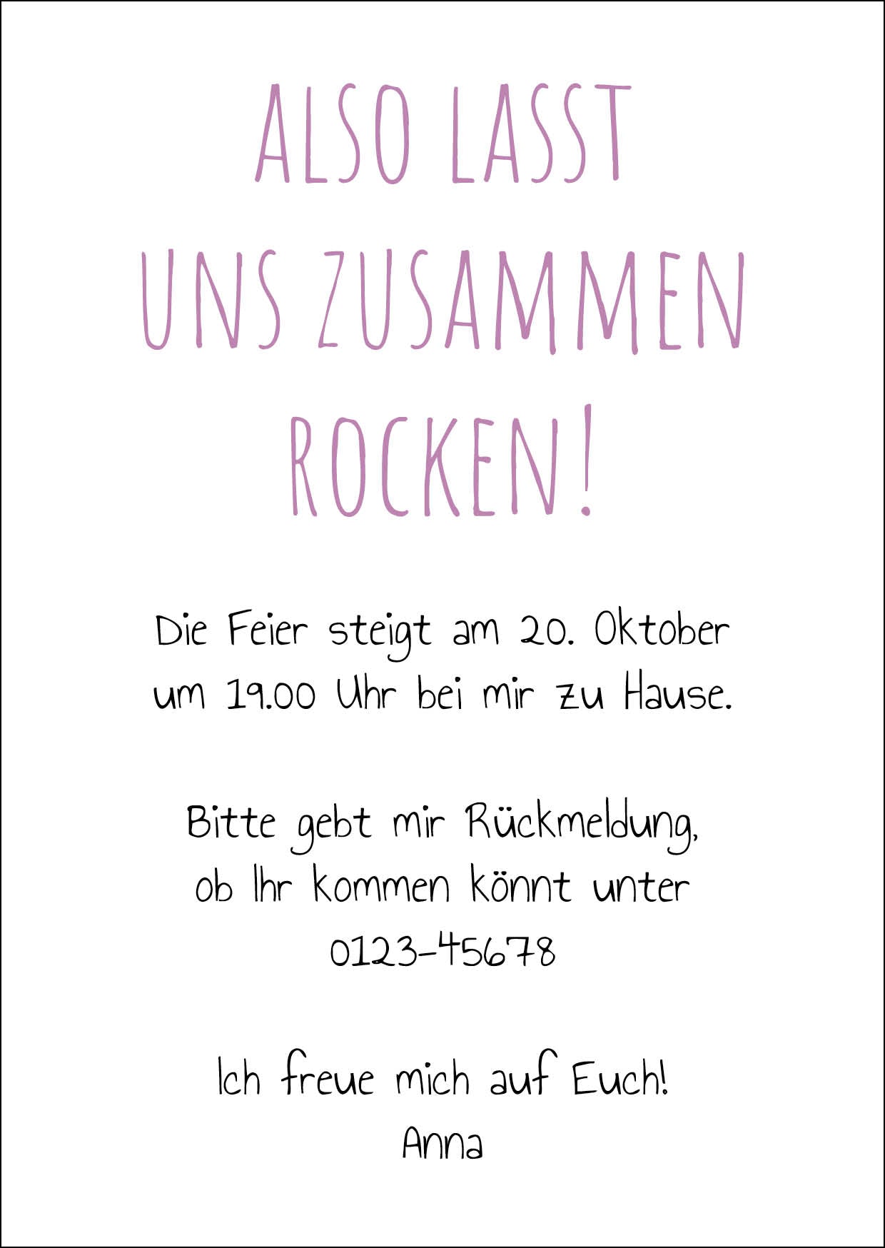 Einladung zum Geburtstag: Krönchen liegen lassen und das Leben rocken Individuelle Einladung