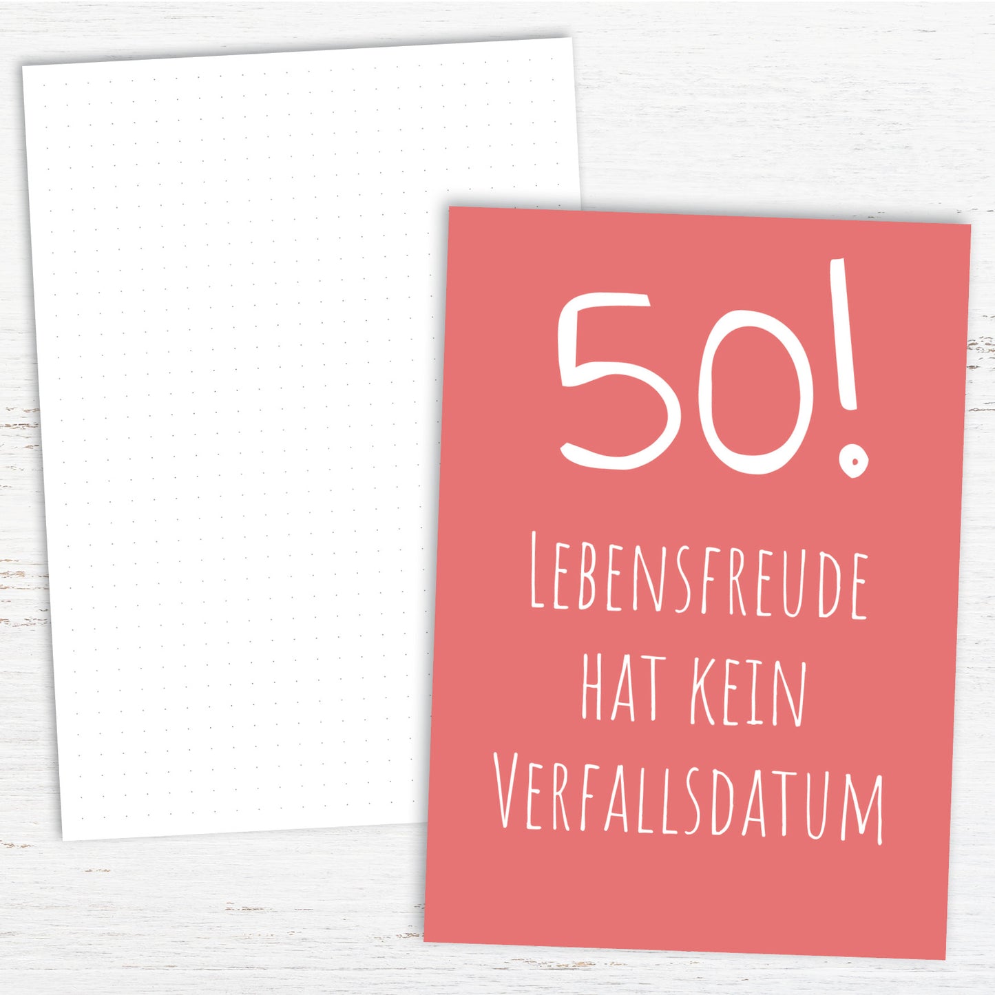 Glückwunsch Postkarte zum 50. Geburtstag – Lebensfreude hat kein Verfallsdatum