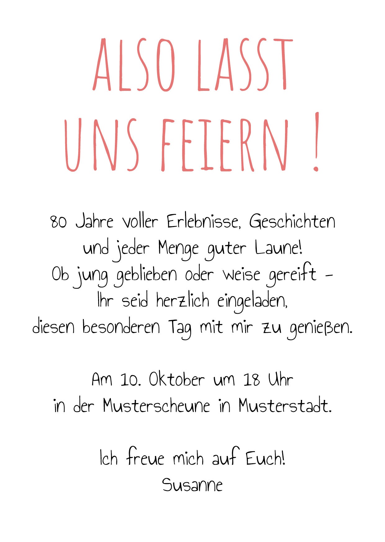 Einladung zum 80. Geburtstag: Lebensfreude hat kein Verfallsdatum!