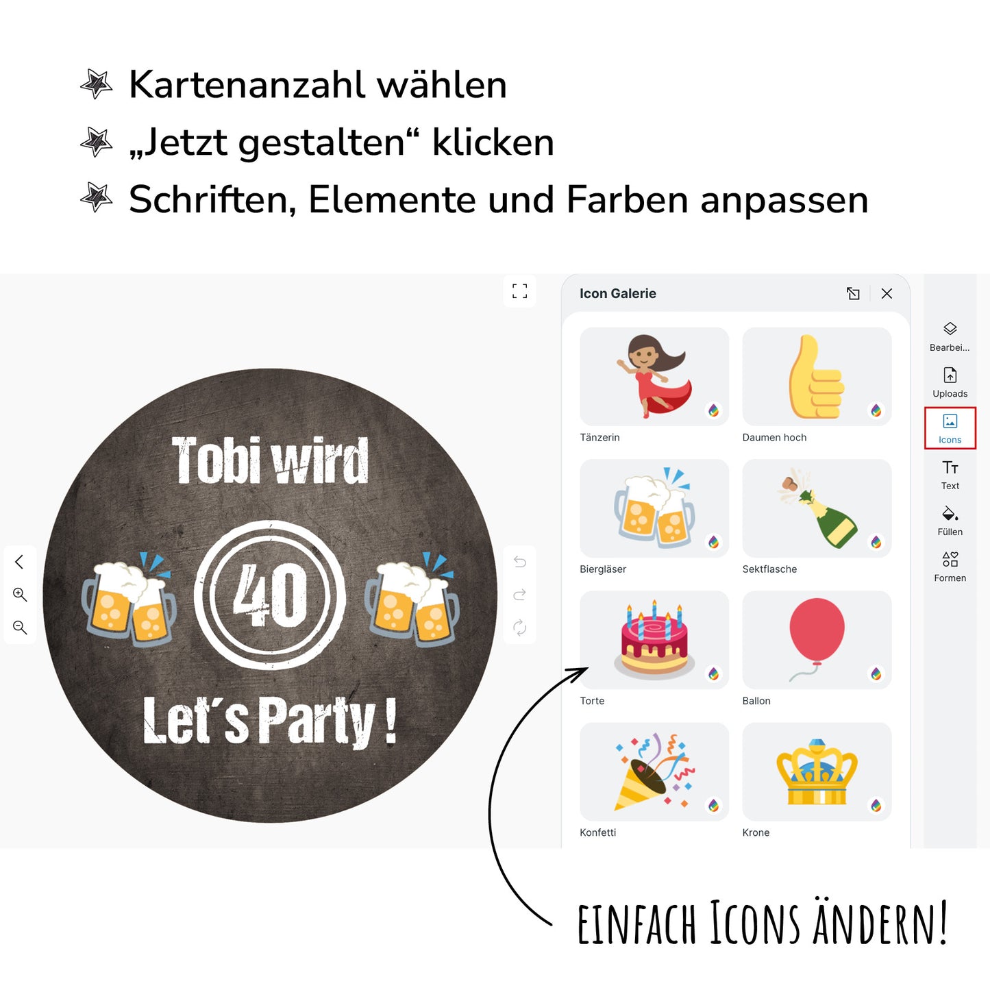 Bierdeckel Einladung: Let´s Party! 40