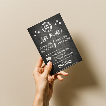 Einladung zum 50. Geburtstag: Let´s Party - Individuelle Einladung