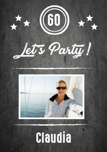 Einladung zum 60. Geburtstag: Let’s Party mit Foto!