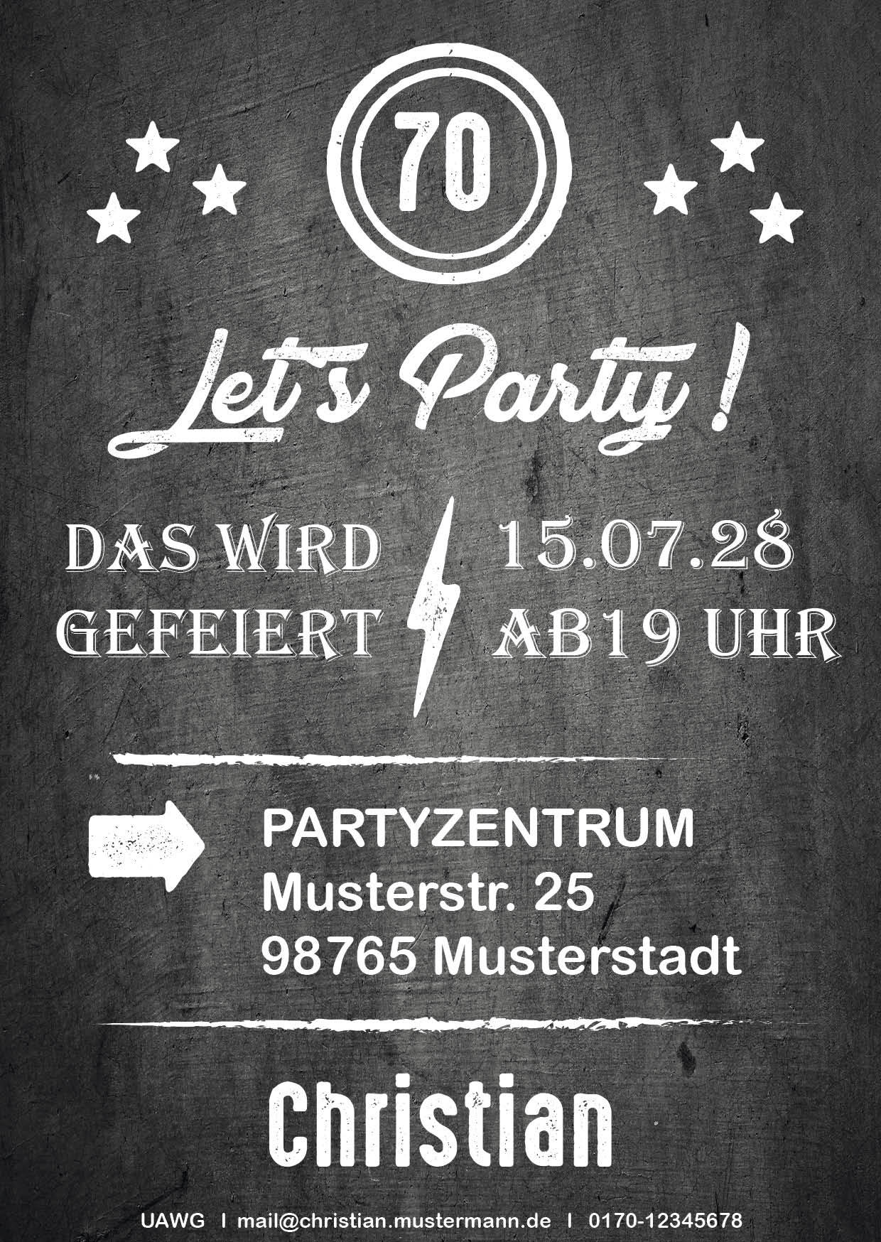 Einladung zum 70. Geburtstag: Let’s Party!