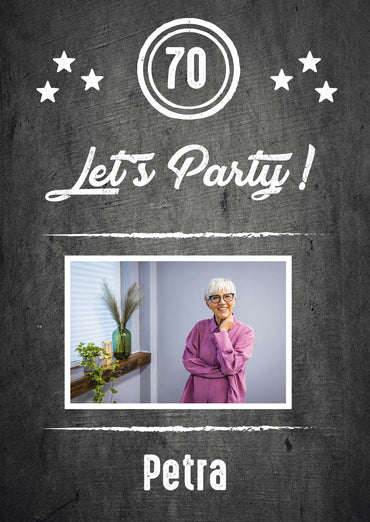 Einladung zum 70. Geburtstag: Let’s Party mit Foto!