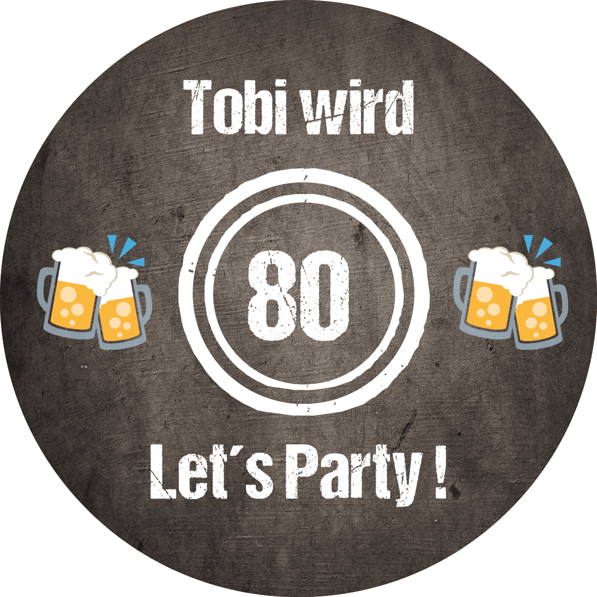 Bierdeckel Einladung zum 80. Geburtstag: LET’S PARTY! 🎉🥂