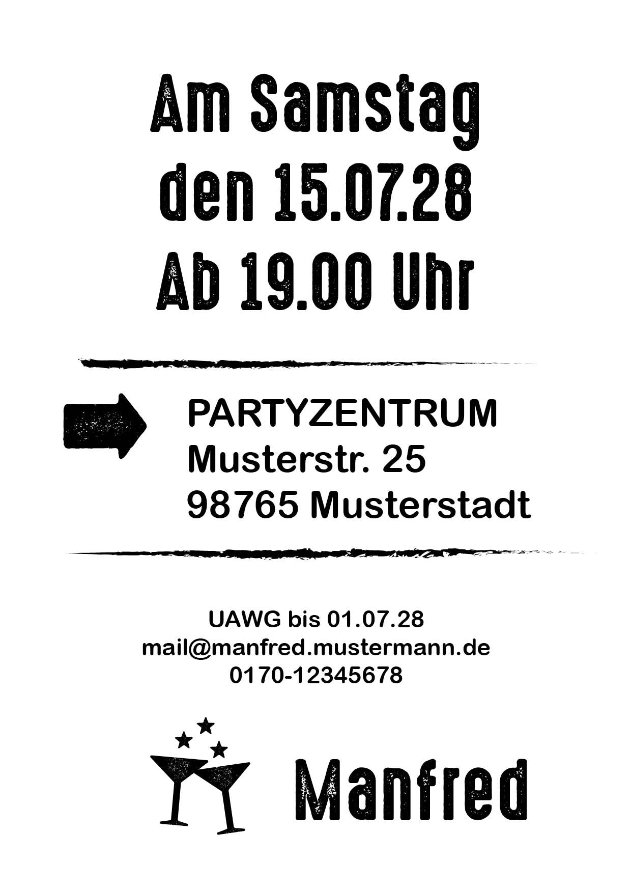 Einladung zum 80. Geburtstag: Let’s Party - mit Foto weiß