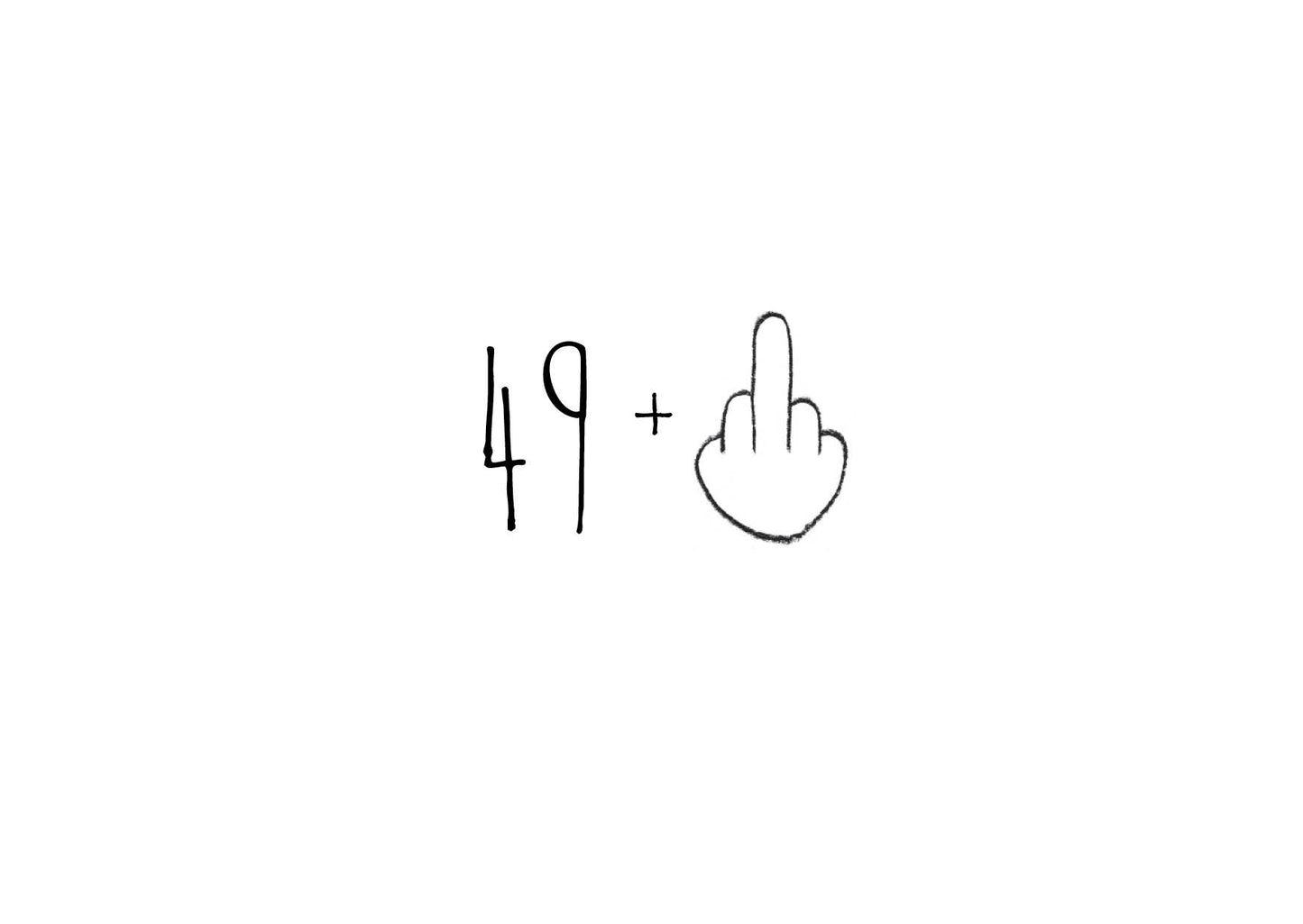 Einladung zum 50. Geburtstag: 49+ Mittelfinger – 50? Nicht mit mir!