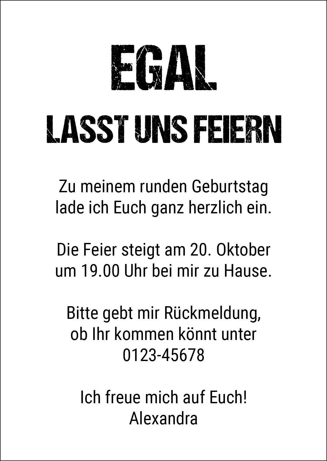 Einladung zum Geburtstag: Oh Schreck! Die Vier geht weg! Individuelle Einladung