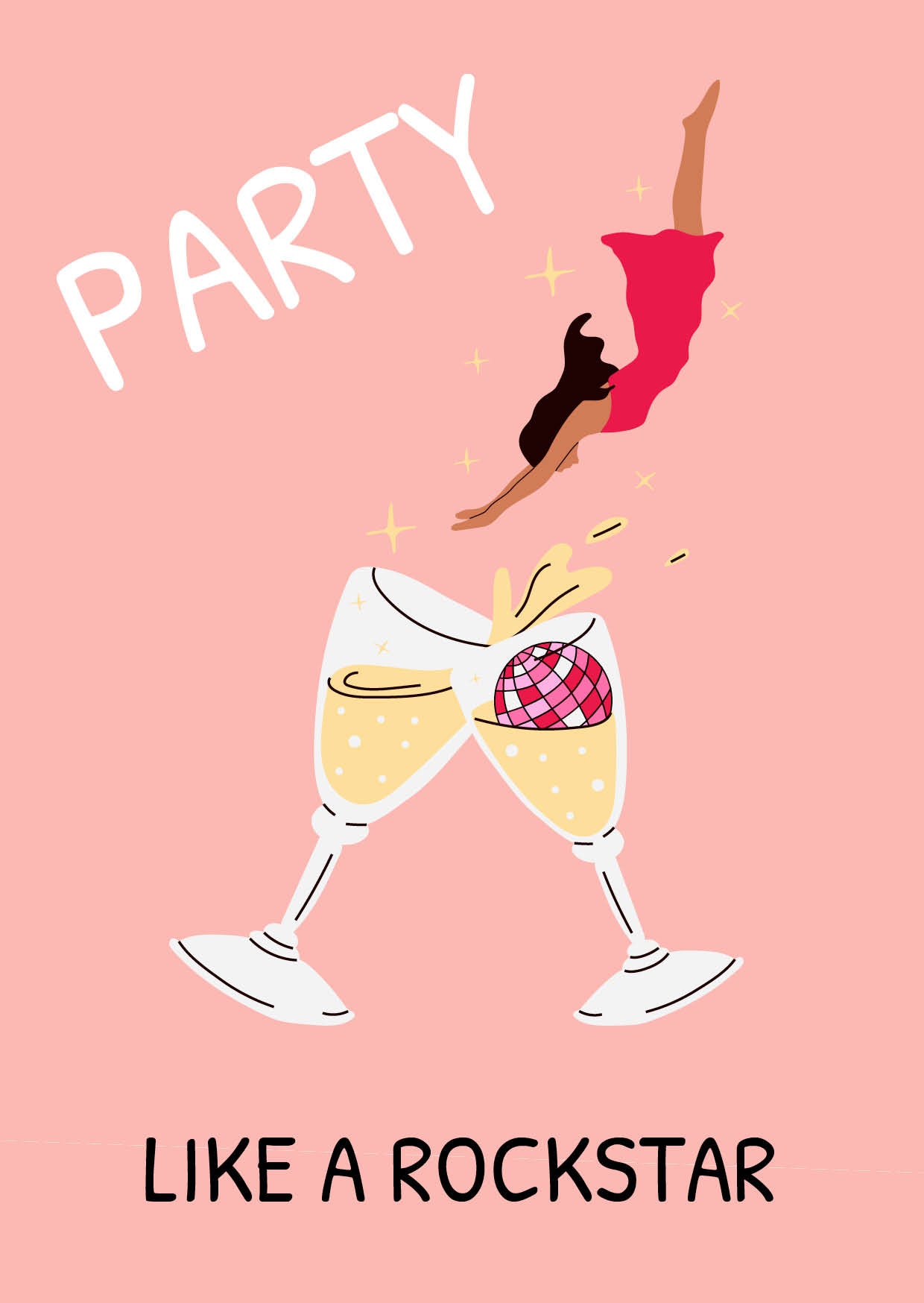 Einladung zum Geburtstag: Party like a Rockstar! - Sektglas