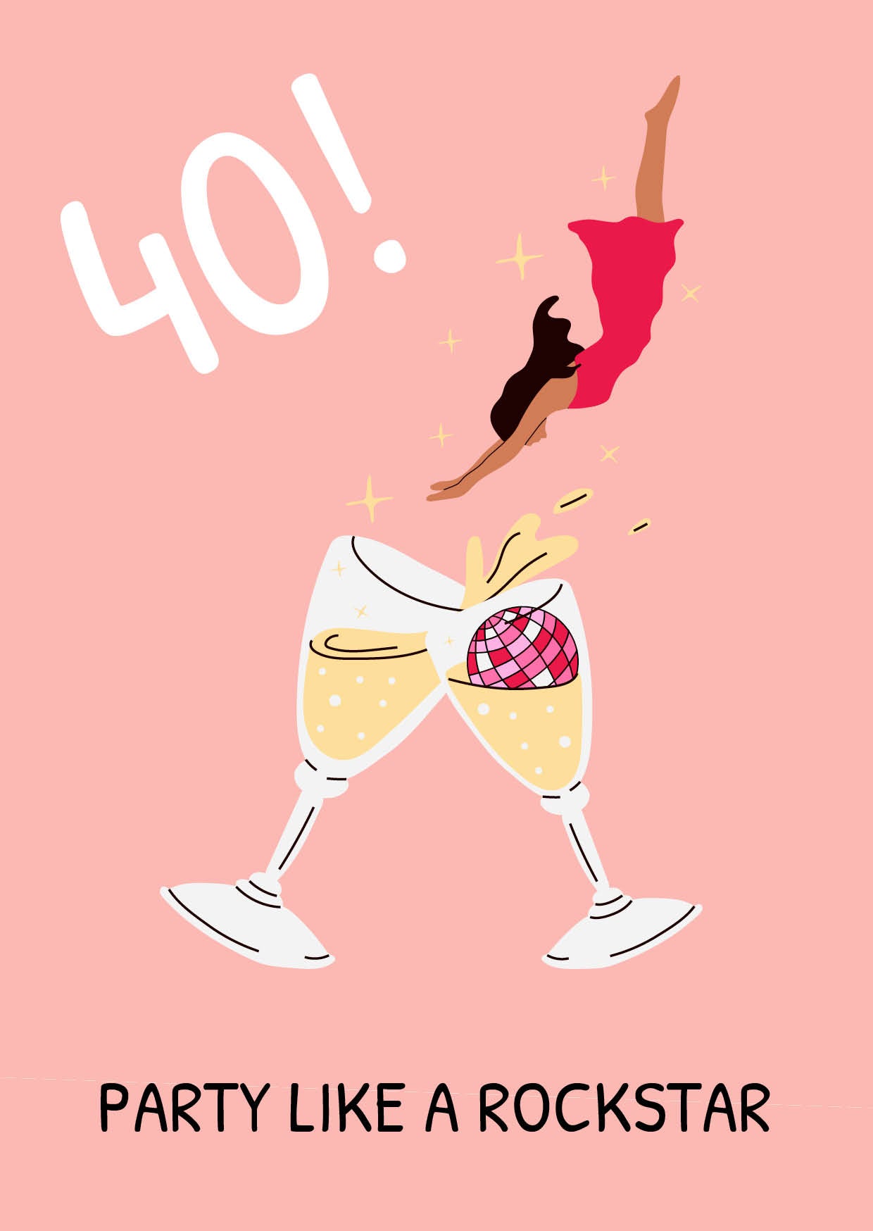 Glückwunsch Postkarte zum 40 Geburtstag: PARTY LIKE A ROCKSTAR