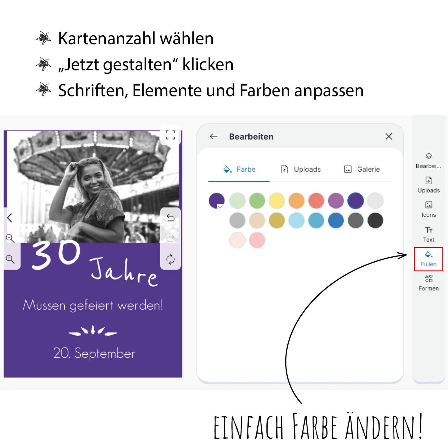 Rustikale Einladung zum 30. Geburtstag mit Foto