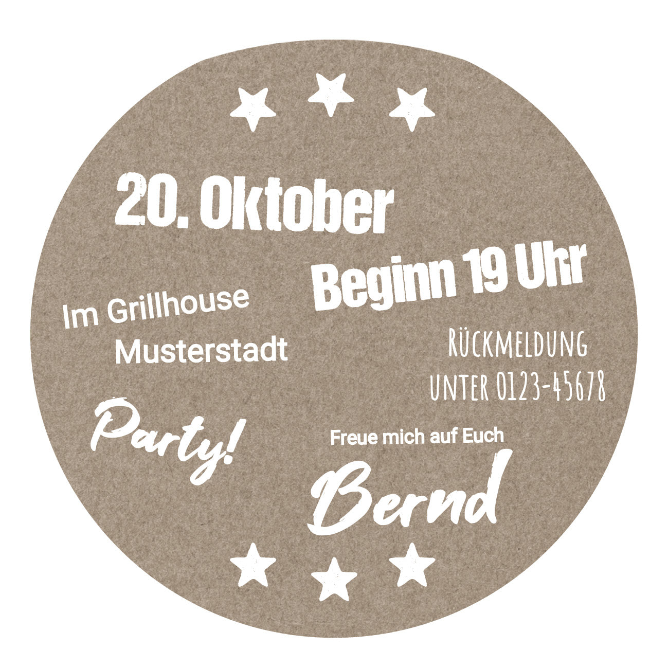 Bierdeckel Einladung – Runde Einladungskarten mit Foto | Rustikale Geburtstagseinladung Bierdeckel - Individuelle Einladung