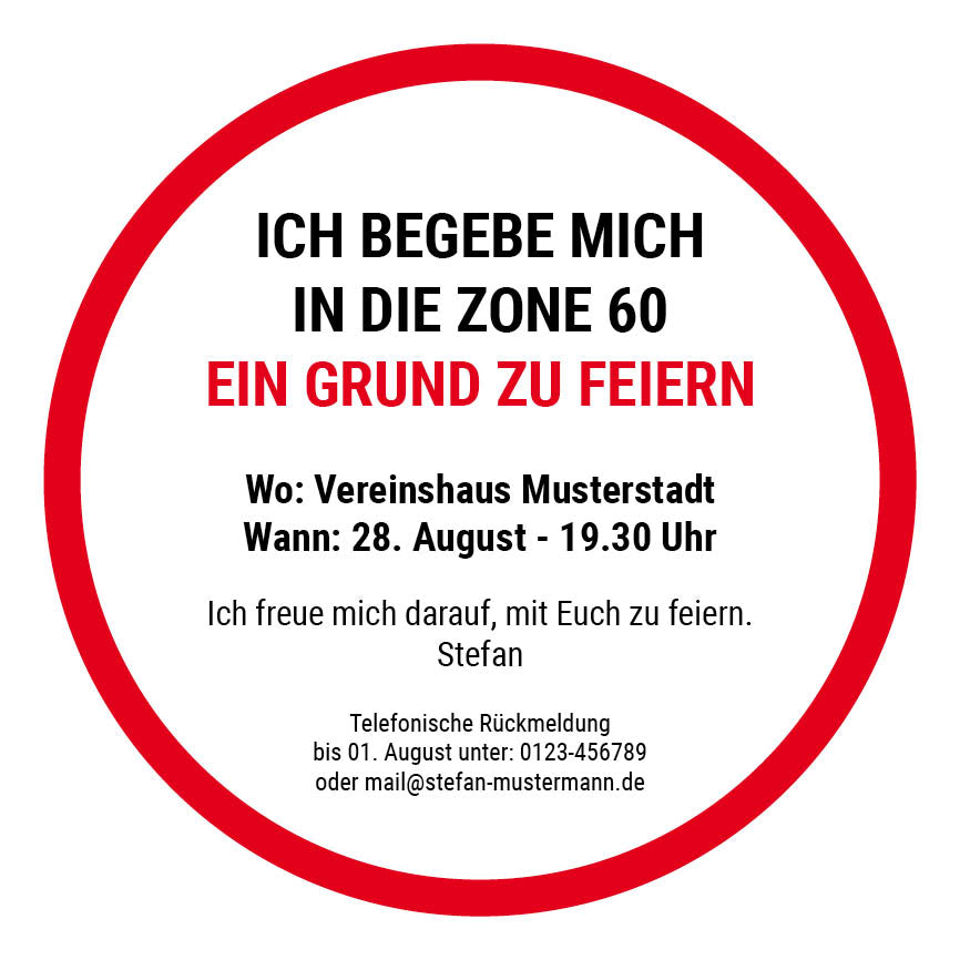 Bierdeckel Einladung zum Geburtstag: Zone 60 Individuelle Einladung