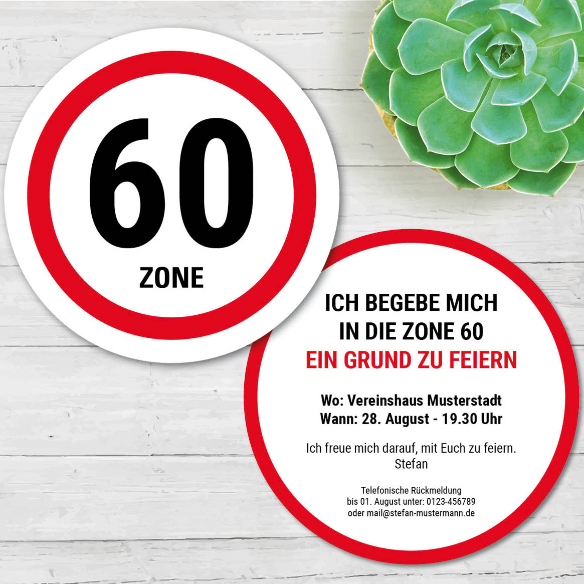 Bierdeckel Einladung zum Geburtstag: Zone 60 Individuelle Einladung