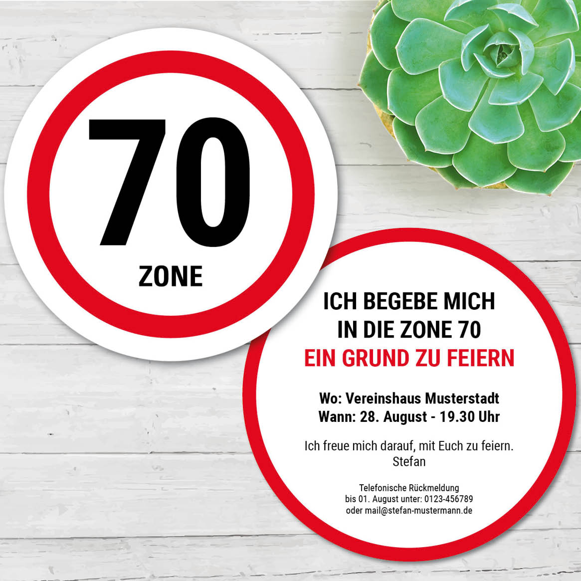 Bierdeckel Einladung zum Geburtstag: Zone 70 Individuelle Einladung