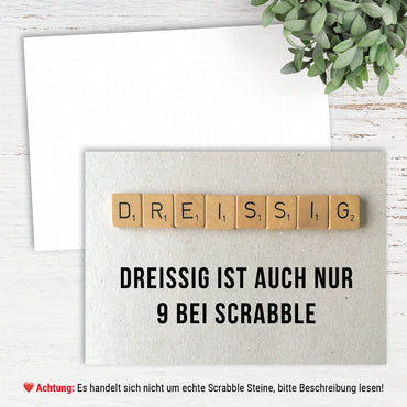 Glückwunsch - Postkarte: Scrabble 30